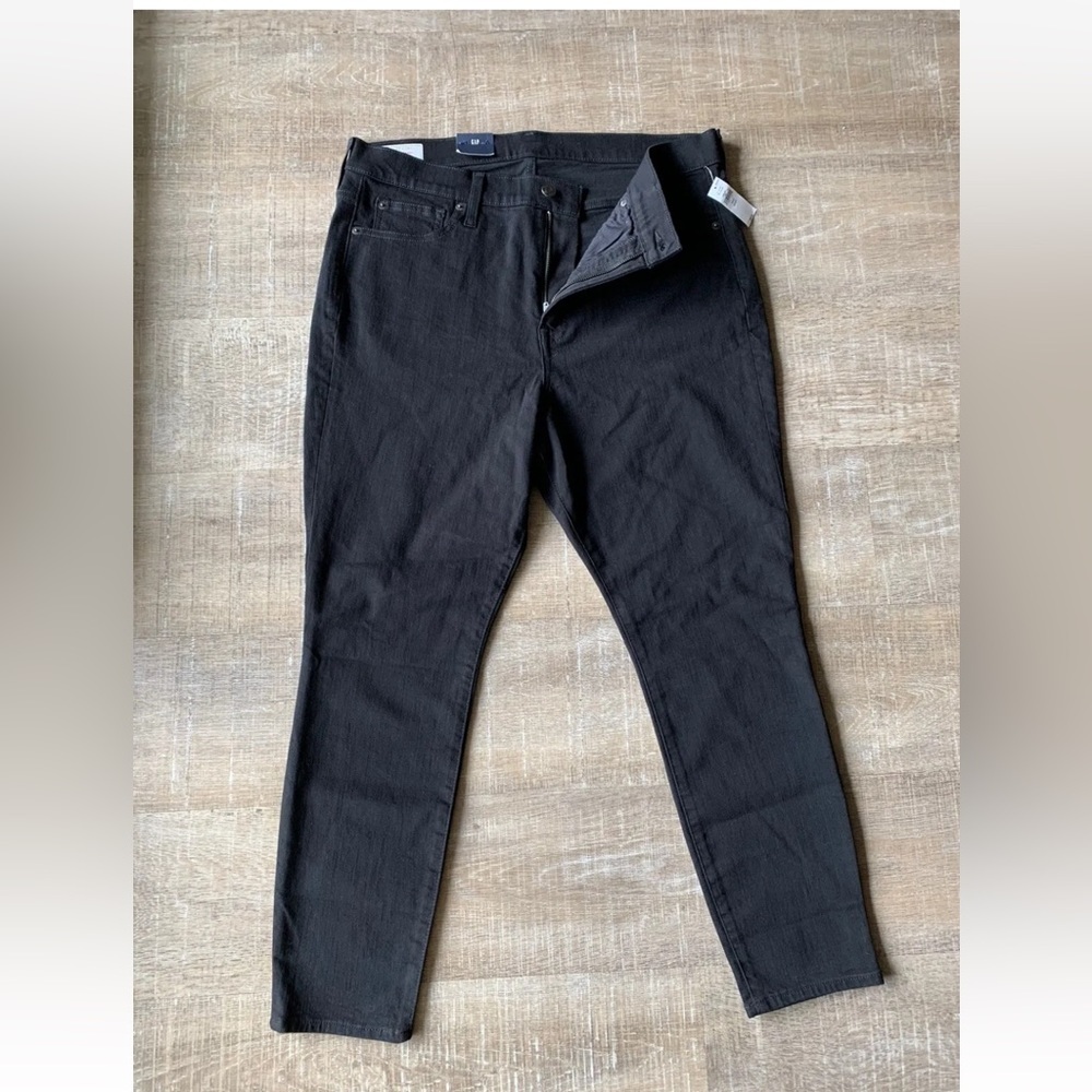 ▶️ GAP True Skinny High Rise Denim Jeans Black Women's 16S 33 $70 36x26